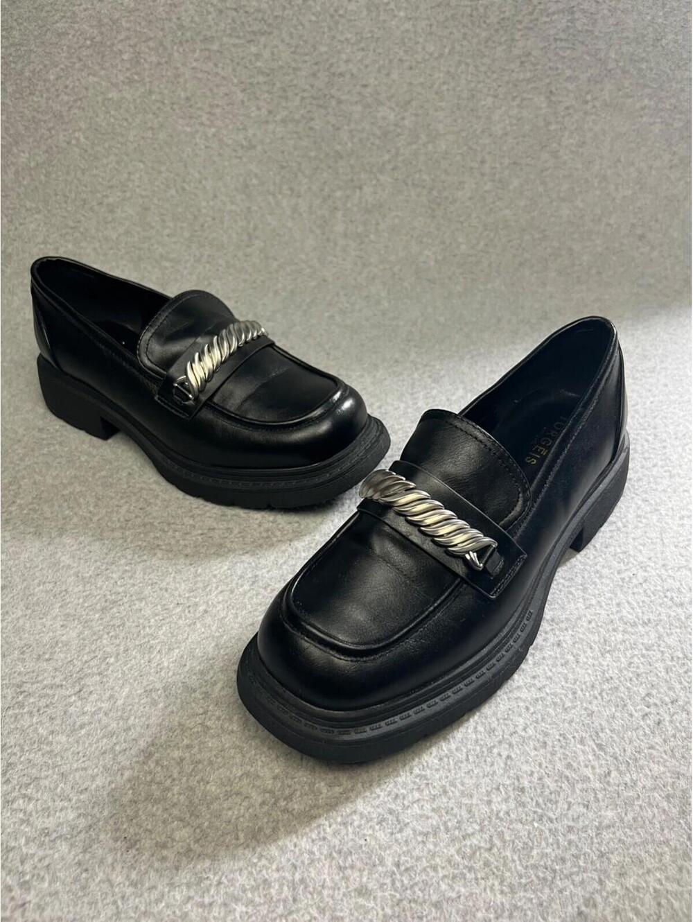 Y2K 90S Torgeis Loafer Slip On Chunky Shoes platform Womens 8.5 Retro Black